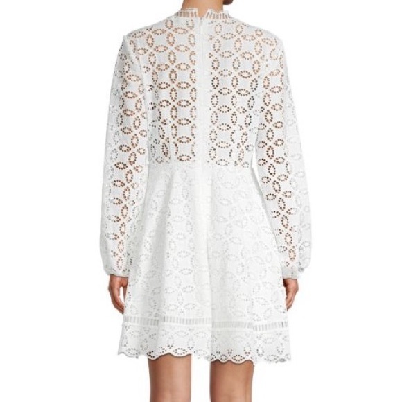 Ted Baker White Long Sleeve Lace Mini Dress - Picture 2 of 13